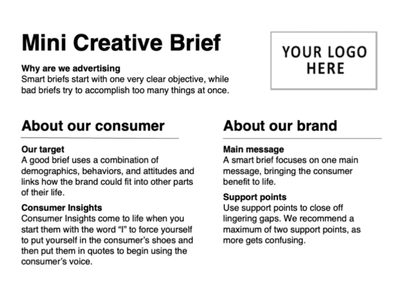 Mini Creative Brief template