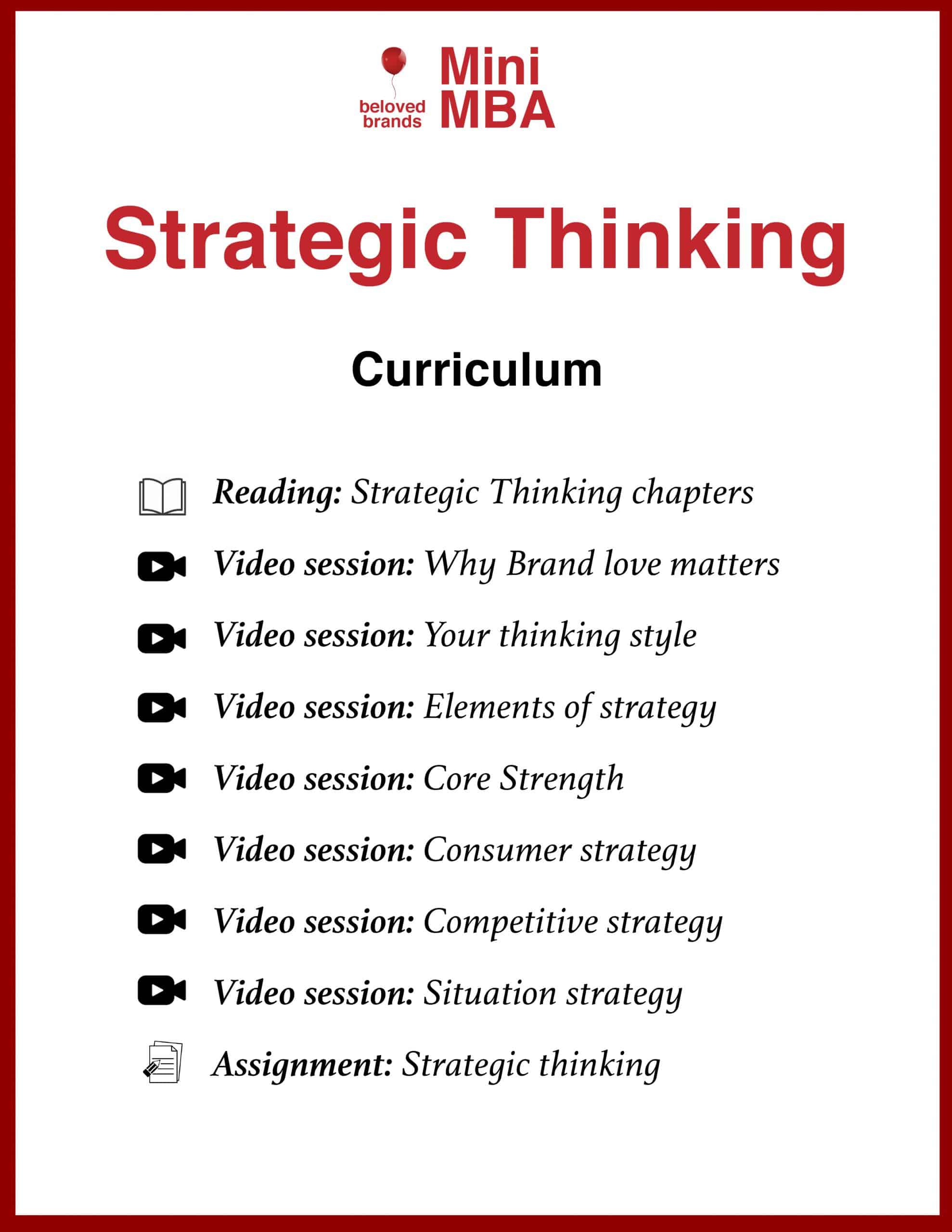 Strategic thinking training curriculum