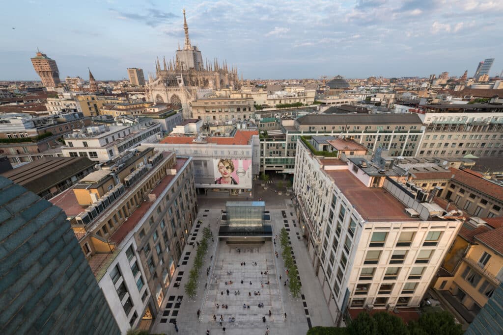 Overhead shot of the Milan Apple store