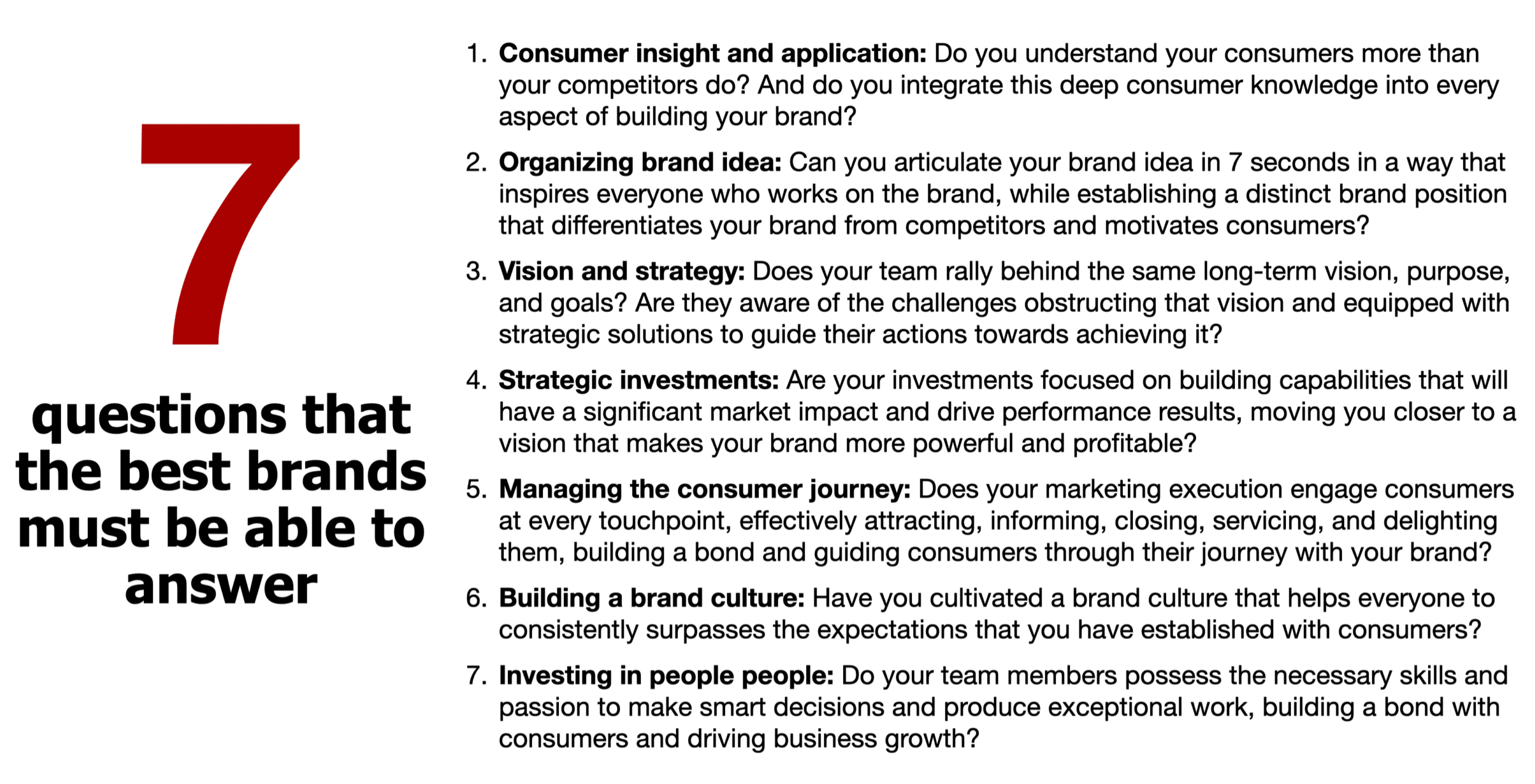7 Questions for brand management and marketing