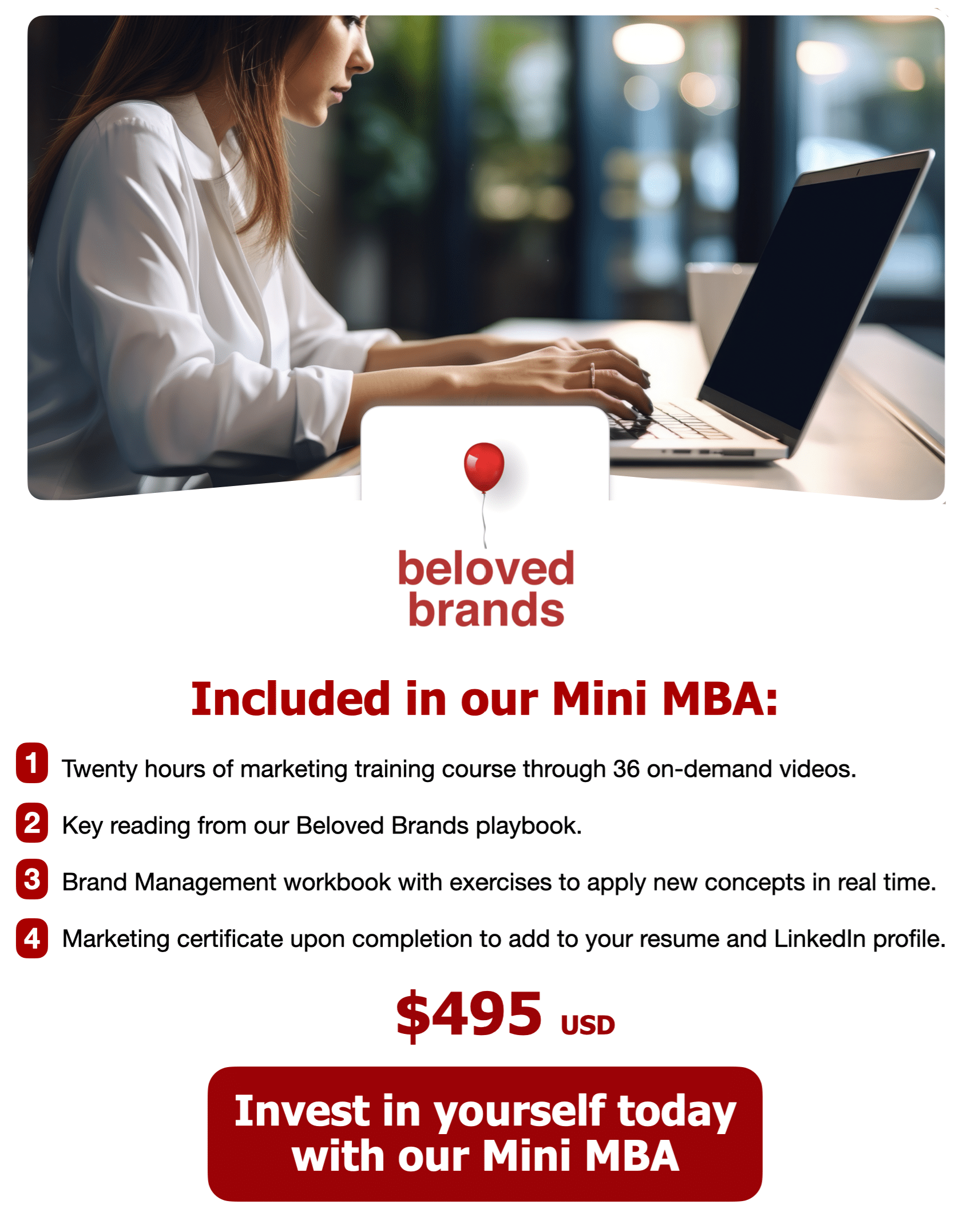 Beloved Brands Mini MBA online marketing course popup