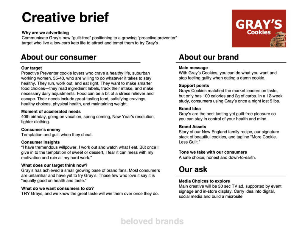 Creative Brief Template - Sideways - Gray's Cookies